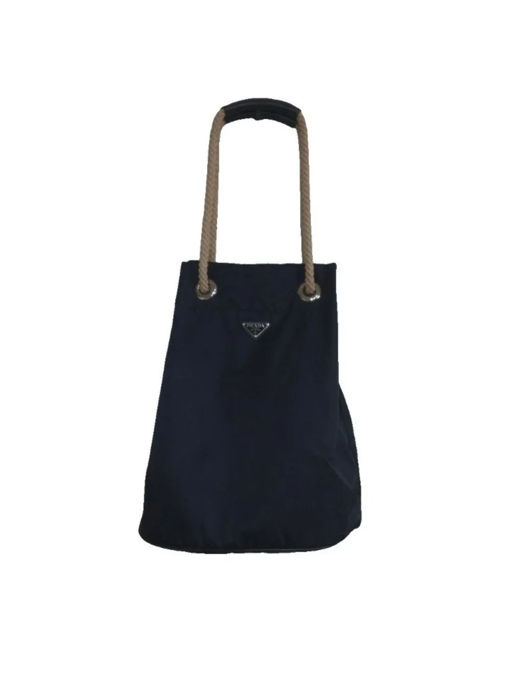 Prada Mariner Small Re-Nylon Bucket Bag Triangular Plate Paneled Design Rope